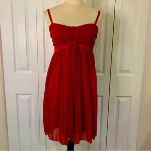 La Belle raspberry Red chiffon and satin SzSm mini dress